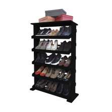 Sapateira de Piso Chão para Closets e Quartos 15 Pares Sapatos - Preto Laca