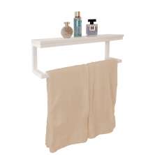 Toalheiro Porta Toalhas de Parede Acessório para Banheiro Estilo Industrial Branco Laca