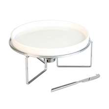 Rechaud Redondo Porcelana 26x29 cm Branco e Cinza