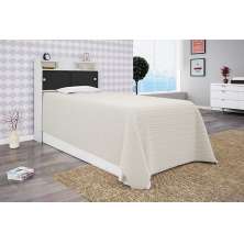 Cabeceira Box Solteiro 0,88Cm Elisa Branco Branco/Preto - Framar Móveis