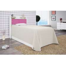 Cabeceira Box Solteiro 0,88Cm Elisa Branco Branco/Rosa - Framar Móveis