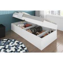 Cama Baú Camila Solteiro Branco