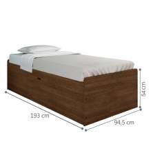 Cama Solteiro Baú Cinthya Malbec com Colchão