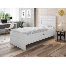 Cama Solteiro Baú Larissa Branca Com Colchão