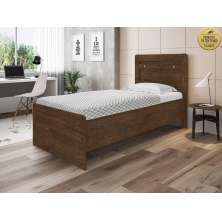 Cama Solteiro Baú Larissa Malbec Com Colchão