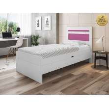 Cama Solteiro Larissa Branca e Rosa com Colchão Framar