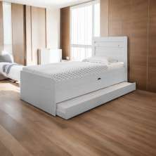 Cama Solteiro Larissa Com Cama Auxiliar Dani Branco