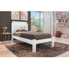Cama Solteiro Letícia Branco com Colchão