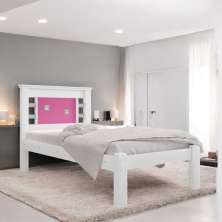Cama Solteiro com Cabeceira Flex Lavínia Branca e Rosa