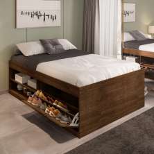 Cama de Casal Box Sapateira Moal Malbec