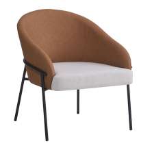 Poltrona Inhotim Base Preta - PU Caramelo e Nude