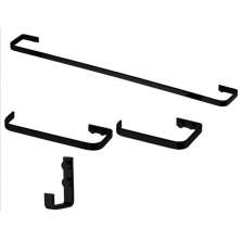 Kit acessorios banheiro lavabo 4 peças preto fosco Future toalheiro banho, toalha rosto 22 cm, papeleira, cabide 
