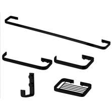 Kit acessorios banheiro lavabo 5 peças preto fosco Future toalheiro banho, toalha rosto 22 cm, papeleira, cabide,saboneteira 