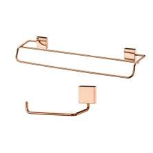 Kit banheiro lavabo 2 peças rosé gold Future porta toalha banho duplo e papeleira 