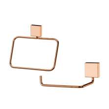 Kit banheiro lavabo 2 peças rosé gold Future porta toalha rosto e porta papel higiênico 