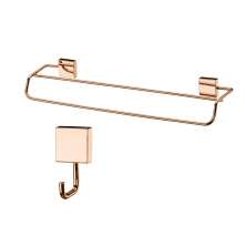 Kit banheiro lavabo 2 peças rosé gold Future toalheiro banho duplo e cabide gancho 