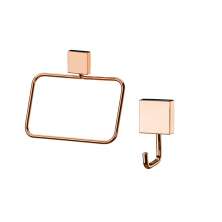 Kit banheiro lavabo 2 peças rosé gold Future toalheiro rosto e cabide gancho 