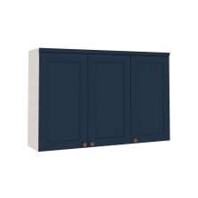 Armário Aéreo 3 Portas Branco Fosco Azul
