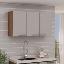 Armário aéreo 120cm  3 Portas Ebano / Fendi