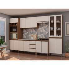 Cozinha Compacta Conecta 15 Portas 3 Gavetas Ébano e Off White