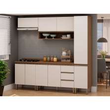 Cozinha Compacta Conecta 9 Portas 3 Gavetas Ébano e Off White