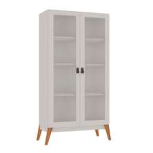 Cristaleira 2 Portas De Vidro Canelado Branco genialflex