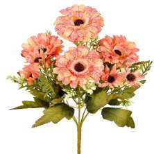 Buquê Decorativo Misto Gerbera e Margarida X6 Laranja Outono
