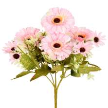 Buquê Decorativo Misto Gerbera e Margarida X6 Rosa Outono