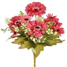 Buquê Decorativo Misto Gerbera e Margarida X6 Vermelho Outono