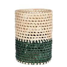 Cachepot Decorativo Cilíndrico M Natural e Verde