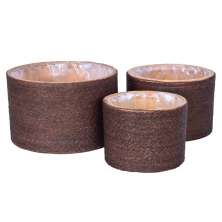 Conjunto com 3 Cachepots Decorativos Rattan Marrom