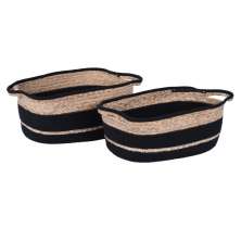 Kit com 2 Cestos Decorativos em Algodão Natural Preto