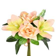 Ramalhete Decorativo Misto Rosa e Lirio X7 Salmão