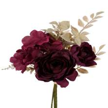Ramalhete Decorativo de Hortênsia e Ranunculos X5 Vinho