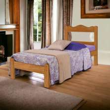 Cama Solteiro Munique Nature e Off White com Colchão Gabrielli