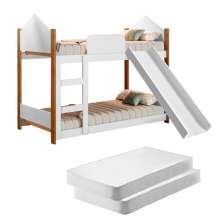 Mini Beliche Infantil Casa Samuel Branco Escorregador e Colchões