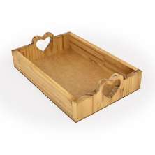 Bandeja de Madeira para Mesa com Alça Coração 37cm 