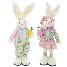 Casal De Coelhos De Páscoa Decoração Enfeite Coelhinhos - 48cm