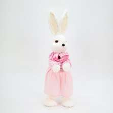 Coelha De Páscoa Decoração Enfeite Coelhinha Vestido Rosa 60cm