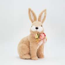 Coelho De Páscoa Decoração Enfeite Coelhinho Bege Sentado 37cm