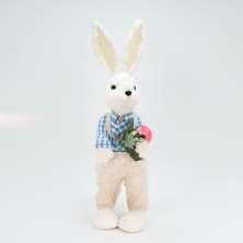 Coelho De Páscoa Decoração Enfeite Coelhinho com Flores 60cm