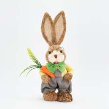 Coelho De Páscoa Decoração em Palha Coelhinho Fazendeiro 48cm