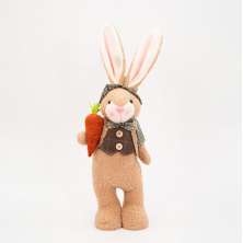 Coelho de Páscoa Decoração Coelhinho Marrom com Cenoura 40cm