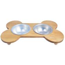 Comedouro Duplo Para Cachorro Com 2 Potes Aluminio 