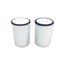 Conjunto Saleiro e Pimenteiro em Ceramica 2 Peças - Azul e Branco 