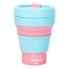 Copo Dobravel Retratil 375ml - Azul e Rosa 