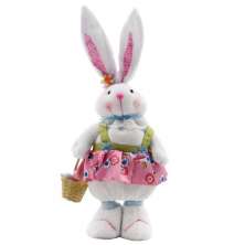 Decoração Coelha De Páscoa Enfeite Vestido Florido 49cm