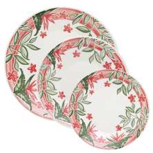 Jogo 2 Pratos Rasos 2 Pratos Fundos 2 Pratos Lanche Biona Jardim Tropical Oxford® Cerâmica