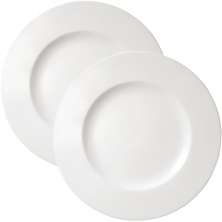 Jogo Prato Raso Jantar 10Pessoas 10Pçs Aba Larga Branco 28cm