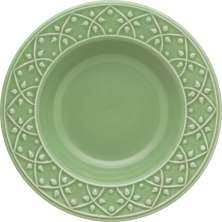 Kit 10 Pratos Fundos Mendi Sálvia Oxford® Cerâmica 23cm